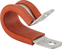 Made in USA - 5/8" Pipe, 5/8" Rod, Cushion Clamp - Gray & Red, Galvanized Steel & Silcone Cushion - Exact Tool & Supply