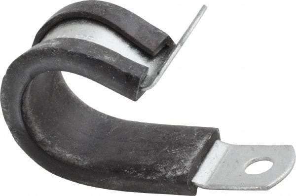 Made in USA - 3/4" Pipe, 3/4" Rod, Cushion Clamp - Gray & Black, Galvanized Steel & EPDM Cushion - Exact Tool & Supply