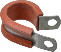 Made in USA - 3/4" Pipe, 3/4" Rod, Cushion Clamp - Gray & Red, Galvanized Steel & Silcone Cushion - Exact Tool & Supply