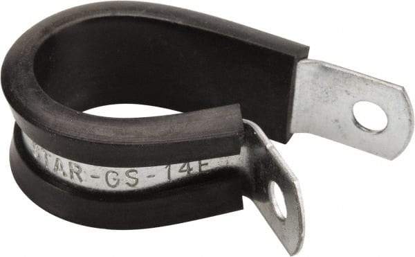 Made in USA - 7/8" Pipe, 7/8" Rod, Cushion Clamp - Gray & Black, Galvanized Steel & EPDM Cushion - Exact Tool & Supply