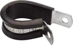 Made in USA - 7/8" Pipe, 7/8" Rod, Cushion Clamp - Gray & Black, Galvanized Steel & EPDM Cushion - Exact Tool & Supply