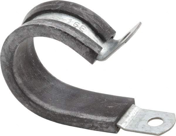 Made in USA - 1" Pipe, 1" Rod, Cushion Clamp - Gray & Black, Galvanized Steel & EPDM Cushion - Exact Tool & Supply