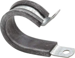 Made in USA - 1" Pipe, 1" Rod, Cushion Clamp - Gray & Black, Galvanized Steel & EPDM Cushion - Exact Tool & Supply
