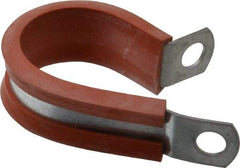 Made in USA - 1" Pipe, 1" Rod, Cushion Clamp - Gray & Red, Galvanized Steel & Silcone Cushion - Exact Tool & Supply