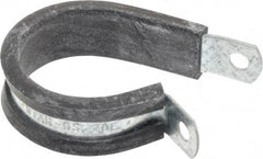 Made in USA - 1-1/4" Pipe, 1-1/4" Rod, Cushion Clamp - Gray & Black, Galvanized Steel & EPDM Cushion - Exact Tool & Supply