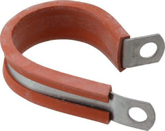Made in USA - 1-1/4" Pipe, 1-1/4" Rod, Cushion Clamp - Gray & Red, Galvanized Steel & Silcone Cushion - Exact Tool & Supply