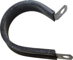 Made in USA - 1-1/2" Pipe, 1-1/2" Rod, Cushion Clamp - Gray & Black, Galvanized Steel & EPDM Cushion - Exact Tool & Supply