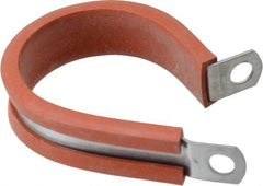Made in USA - 1-1/2" Pipe, 1-1/2" Rod, Cushion Clamp - Gray & Red, Galvanized Steel & Silcone Cushion - Exact Tool & Supply