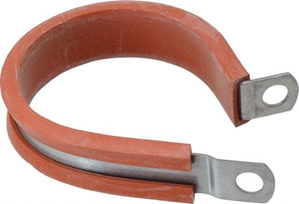 Made in USA - 1-3/4" Pipe, 1-3/4" Rod, Cushion Clamp - Gray & Red, Galvanized Steel & Silcone Cushion - Exact Tool & Supply