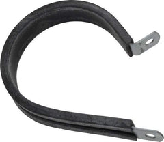Made in USA - 2" Pipe, 2" Rod, Cushion Clamp - Gray & Black, Galvanized Steel & EPDM Cushion - Exact Tool & Supply