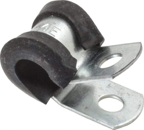 Made in USA - 1/4" Rod, Cushion Clamp - Gray & Black, Galvanized Steel & EPDM Cushion - Exact Tool & Supply