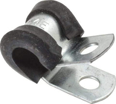 Made in USA - 1/4" Rod, Cushion Clamp - Gray & Black, Galvanized Steel & EPDM Cushion - Exact Tool & Supply