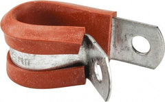 Made in USA - 1/2" Pipe, 1/2" Rod, Cushion Clamp - Gray & Red, Galvanized Steel & Silcone Cushion - Exact Tool & Supply