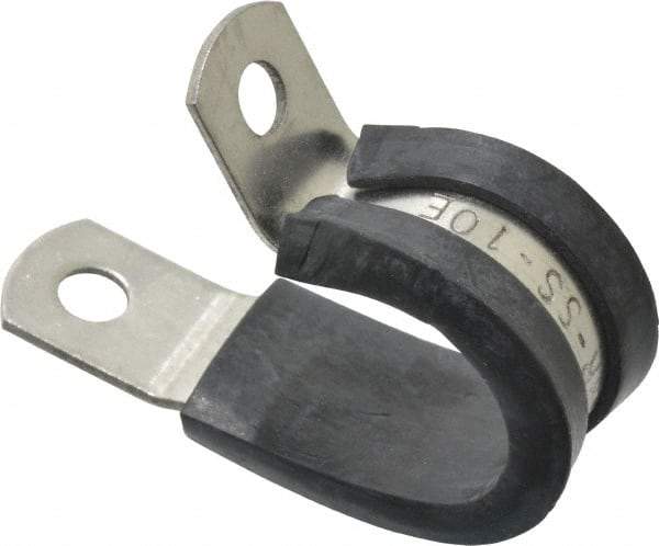 Made in USA - 5/8" Pipe, 5/8" Rod, Cushion Clamp - Gray & Black, Grade 304 Stainless Steel & EPDM Cushion - Exact Tool & Supply