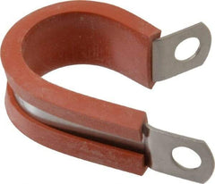 Made in USA - 7/8" Pipe, 7/8" Rod, Cushion Clamp - Gray & Red, Grade 304 Stainless Steel & Silicone Cushion - Exact Tool & Supply