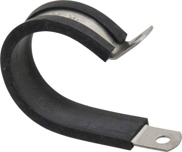 Made in USA - 1-1/4" Pipe, 1-1/4" Rod, Cushion Clamp - Gray & Black, Grade 304 Stainless Steel & EPDM Cushion - Exact Tool & Supply