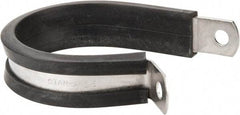 Made in USA - 1-1/2" Pipe, 1-1/2" Rod, Cushion Clamp - Gray & Black, Grade 304 Stainless Steel & EPDM Cushion - Exact Tool & Supply