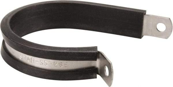 Made in USA - 1-3/4" Pipe, 1-3/4" Rod, Cushion Clamp - Gray & Black, Grade 304 Stainless Steel & EPDM Cushion - Exact Tool & Supply