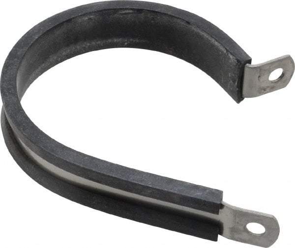 Made in USA - 2" Pipe, 2" Rod, Cushion Clamp - Gray & Black, Grade 304 Stainless Steel & EPDM Cushion - Exact Tool & Supply
