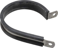 Made in USA - 2" Pipe, 2" Rod, Cushion Clamp - Gray & Black, Grade 304 Stainless Steel & EPDM Cushion - Exact Tool & Supply
