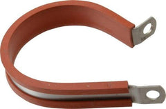 Made in USA - 2" Pipe, 2" Rod, Cushion Clamp - Gray & Red, Grade 304 Stainless Steel & Silicone Cushion - Exact Tool & Supply