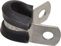 Made in USA - 1/4" Pipe, 1/4" Rod, Cushion Clamp - Gray & Black, Grade 304 Stainless Steel & EPDM Cushion - Exact Tool & Supply