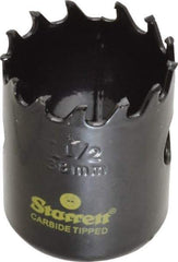 Starrett - 1-1/2" Diam, 1-5/8" Cutting Depth, Hole Saw - Carbide-Tipped Saw, Toothed Edge - Exact Tool & Supply