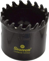 Starrett - 2" Diam, 1-5/8" Cutting Depth, Hole Saw - Carbide-Tipped Saw, Toothed Edge - Exact Tool & Supply