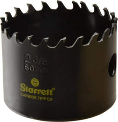 Starrett - 2-3/8" Diam, 1-5/8" Cutting Depth, Hole Saw - Carbide-Tipped Saw, Toothed Edge - Exact Tool & Supply