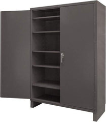 Durham - 5 Shelf Locking Storage Cabinet - Steel, 60" Wide x 24" Deep x 84" High, Gray - Exact Tool & Supply
