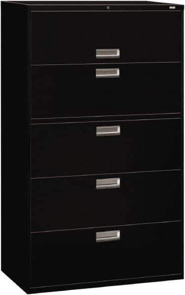 Hon - 42" Wide x 67" High x 19-1/4" Deep, 5 Drawer Roll-Out, Roll-Out Posting - Steel, Black - Exact Tool & Supply