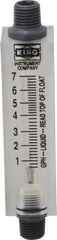 King - 1/4" FNPT Port Block Style, Inline Flowmeter - 100 Max psi, 7 GPH, Acrylic - Exact Tool & Supply