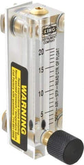 King - 1/4" F Port Block Style, Panel Mount Flowmeter - 125 Max psi, 20 SCFH, Acrylic - Exact Tool & Supply