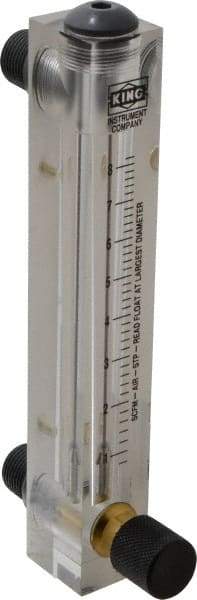 King - 1/2" M Port Block Style, Panel Mount Flowmeter - 125 Max psi, 8.2 SCFM, Acrylic - Exact Tool & Supply