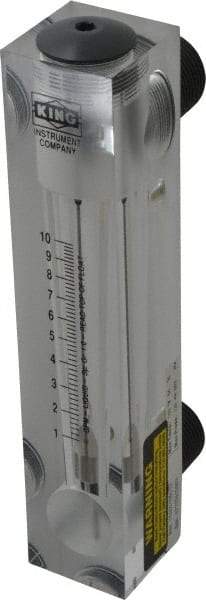 King - 1" M Port Block Style Panel Mount Flowmeter - 100 Max psi, 10 GPM, Acrylic - Exact Tool & Supply
