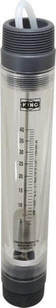 King - 1-1/2" MNPT Port Tube Flowmeter - 125 Max psi, 40 GPM, Acrylic - Exact Tool & Supply