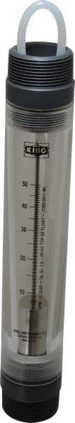 King - 1-1/2" MNPT Port Tube Flowmeter - 125 Max psi, 50 GPM, Acrylic - Exact Tool & Supply