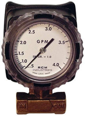 Made in USA - 1/2" NPT Port RCM Industries Flo-Gage Flowmeter - 180 Max psi, 0.5 to 4 GPM, Bronze - Exact Tool & Supply