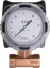 Made in USA - 3/4" NPT Port RCM Industries Flo-Gage Flowmeter - 180 Max psi, 1.5 to 10 GPM, Bronze - Exact Tool & Supply