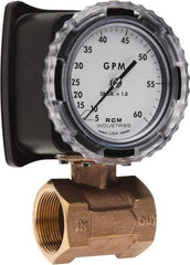 Made in USA - 1-1/2" NPT Port RCM Industries Flo-Gage Flowmeter - 180 Max psi, 5 to 60 GPM, Bronze - Exact Tool & Supply