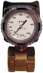 Made in USA - 2" NPT Port RCM Industries Flo-Gage Flowmeter - 180 Max psi, 30 to 200 GPM, Bronze - Exact Tool & Supply
