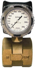 Made in USA - 3" NPT Port RCM Industries Flo-Gage Flowmeter - 180 Max psi, 40 to 300 GPM, Bronze - Exact Tool & Supply