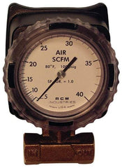 Made in USA - 1/2" NPT Port RCM Industries Flo-Gage Flowmeter - 180 Max psi, Bronze - Exact Tool & Supply
