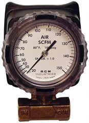 Made in USA - 3/4" NPT Port RCM Industries Flo-Gage Flowmeter - 180 Max psi, Bronze - Exact Tool & Supply