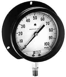 Made in USA - 6" Dial, 1/4 Thread, 0-100 Scale Range, Pressure Gauge - Lower Connection Mount, Accurate to 1% of Scale - Exact Tool & Supply