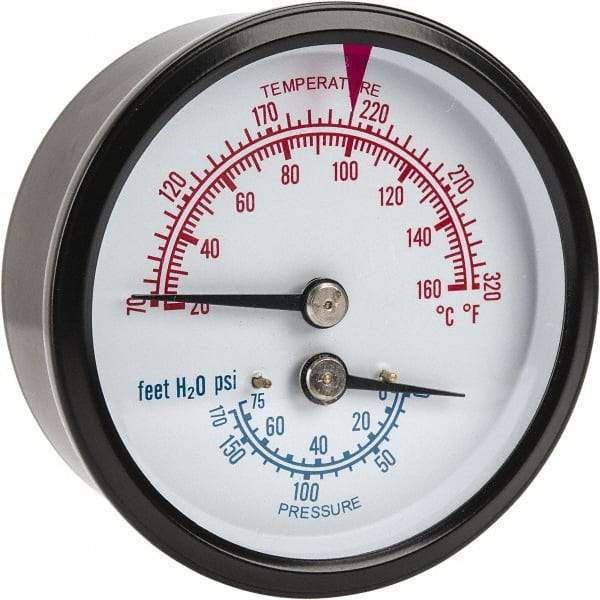 ENFM - 2-1/2" Dial, 1/4 Thread, Pressure Gauge - Center Back Connection Mount - Exact Tool & Supply