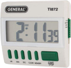 General - Big Digit Count Up and Down Timer - White - Exact Tool & Supply