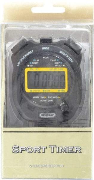 General - Small Display Stop Watch - Black - Exact Tool & Supply