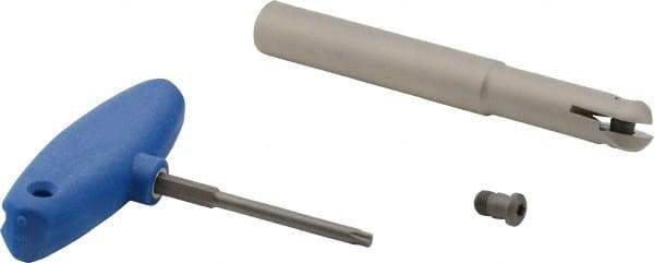 Iscar - 3/4" Cut Diam, 3/4" Shank Diam, 6" OAL, Indexable Ball Nose End Mill - 2.4" Head Length, Straight Shank, HCM D.75 Toolholder, HBF-QF, HBR-QF, HCD-QF, HCR Insert - Exact Tool & Supply