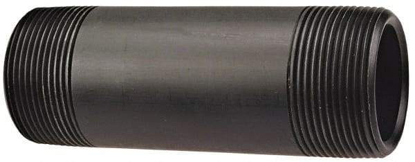 NIBCO - 1-1/2" Pipe, 6" Long Polypropylene Threaded Plastic Pipe Nipple - Schedule 80, Black - Exact Tool & Supply